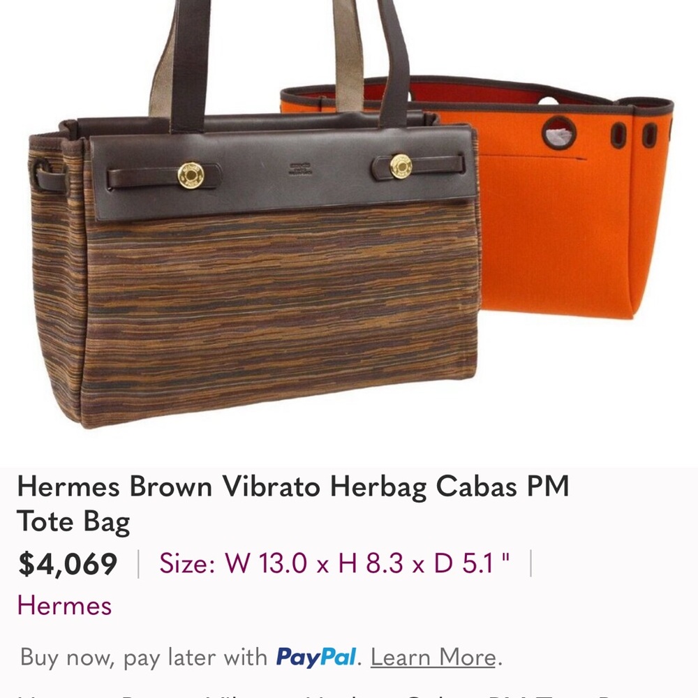 Hermes Vintage Brown Vibrato Herbag Cabas PM
Tote 2 n 1 Bag w/COA Full Inc.RARE - Picture 3 of 16
